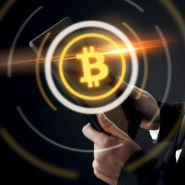 Bitcoin logo on mobile